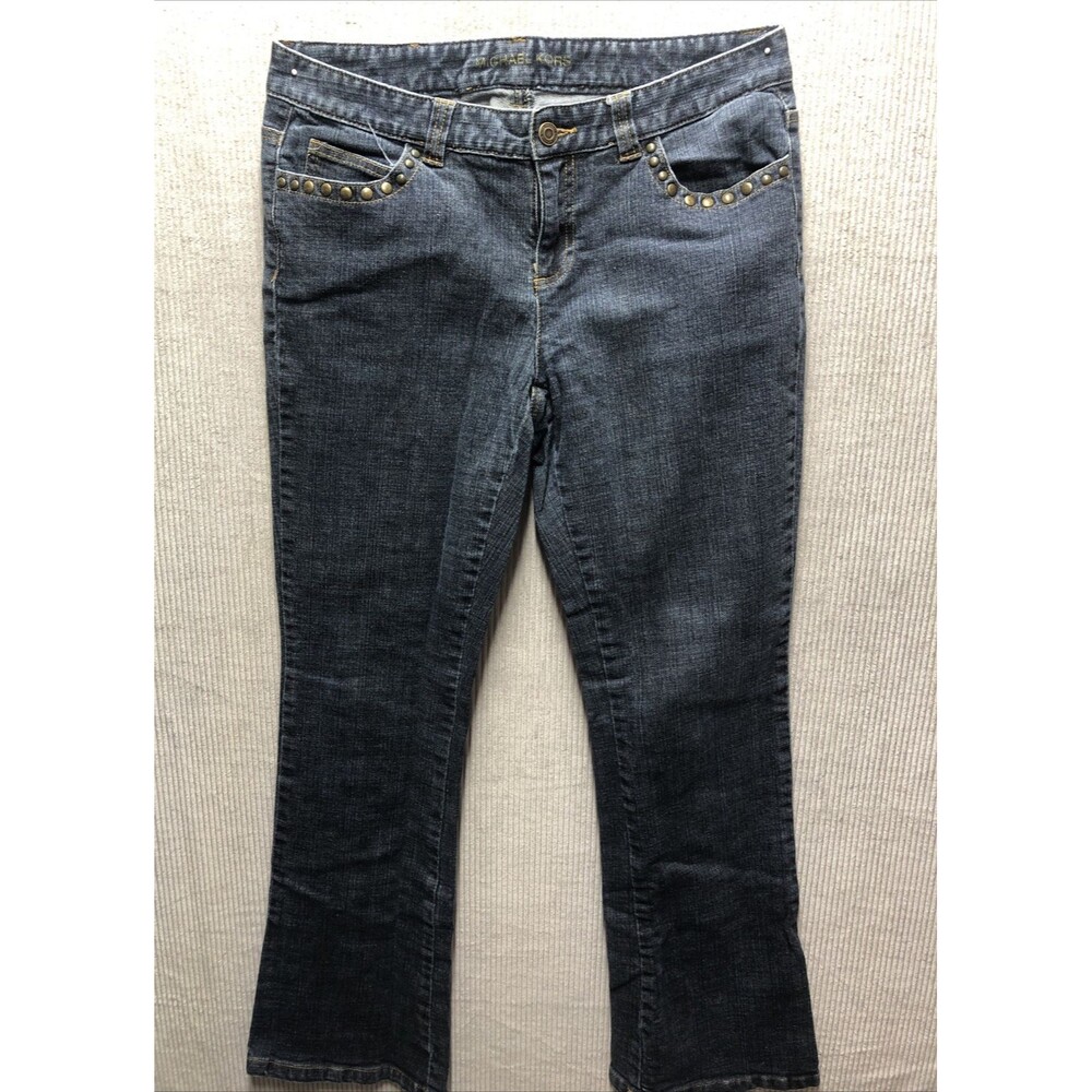 Michael Kors Women Jeans Size 8 Bootcut Dark Wash Studded Glam Western Denim